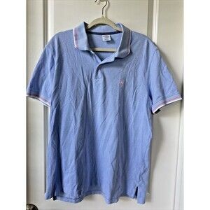 Brooks Brothers Short Sleeve Polo Shirt Mens XL Blue Pink Solid Performance
